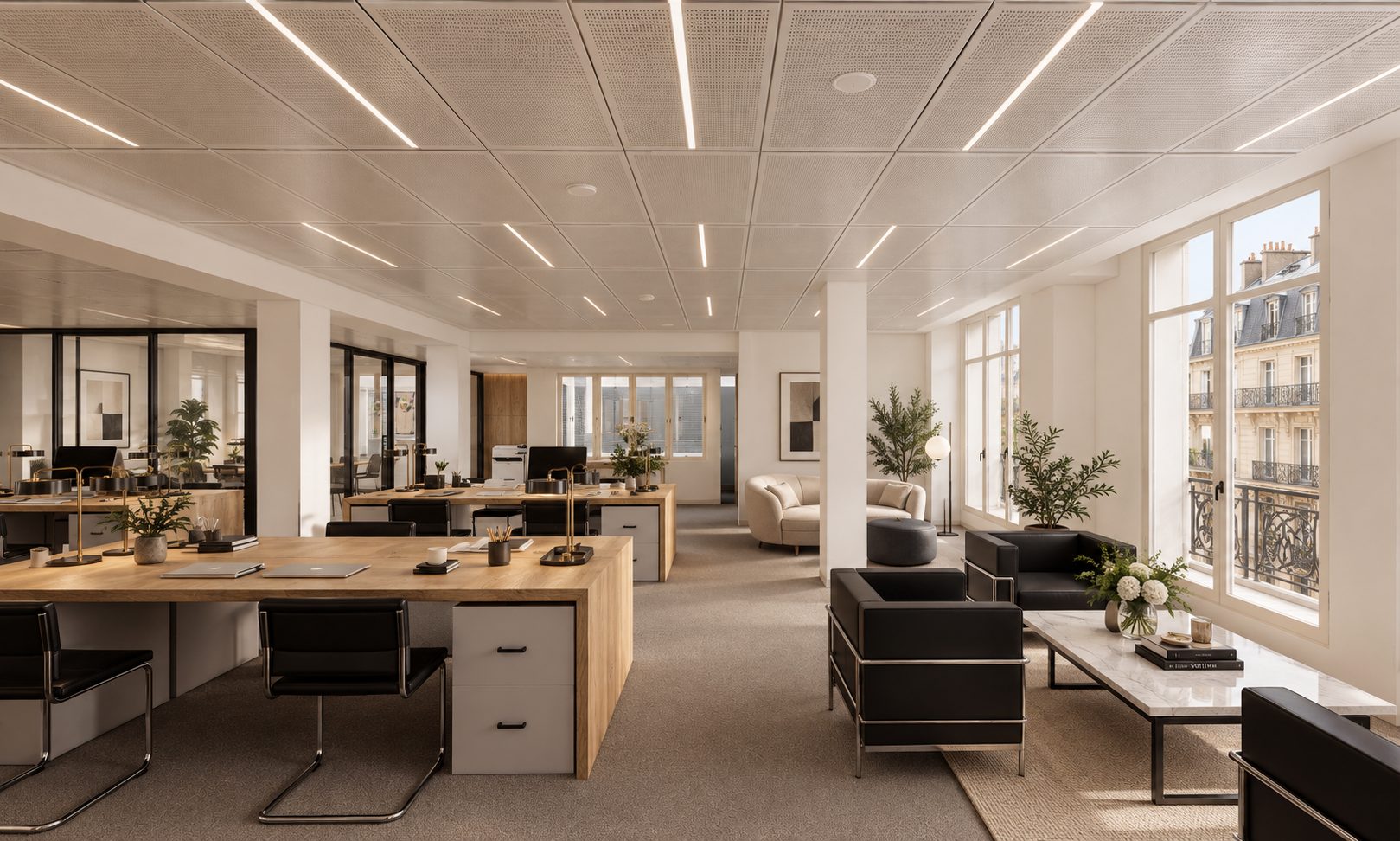 Espace de travail informel et salon d’accueil